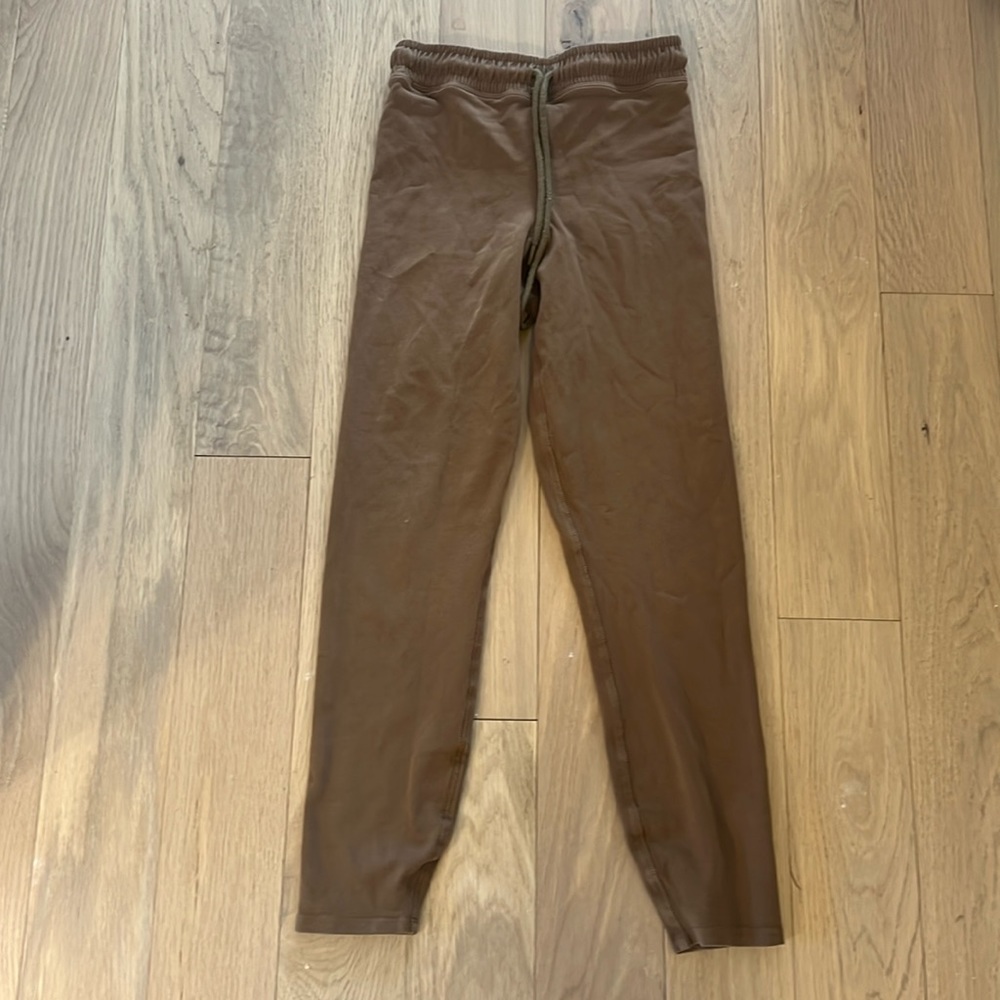 Good American Brown Cotton Leggings Elastic Waist‎ Drawstring Size 2